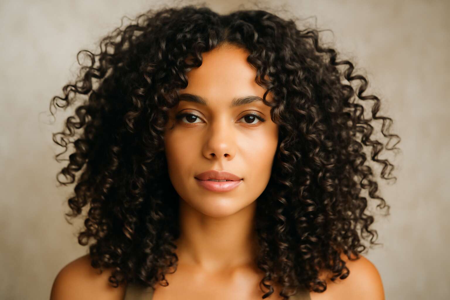 curly hair without part