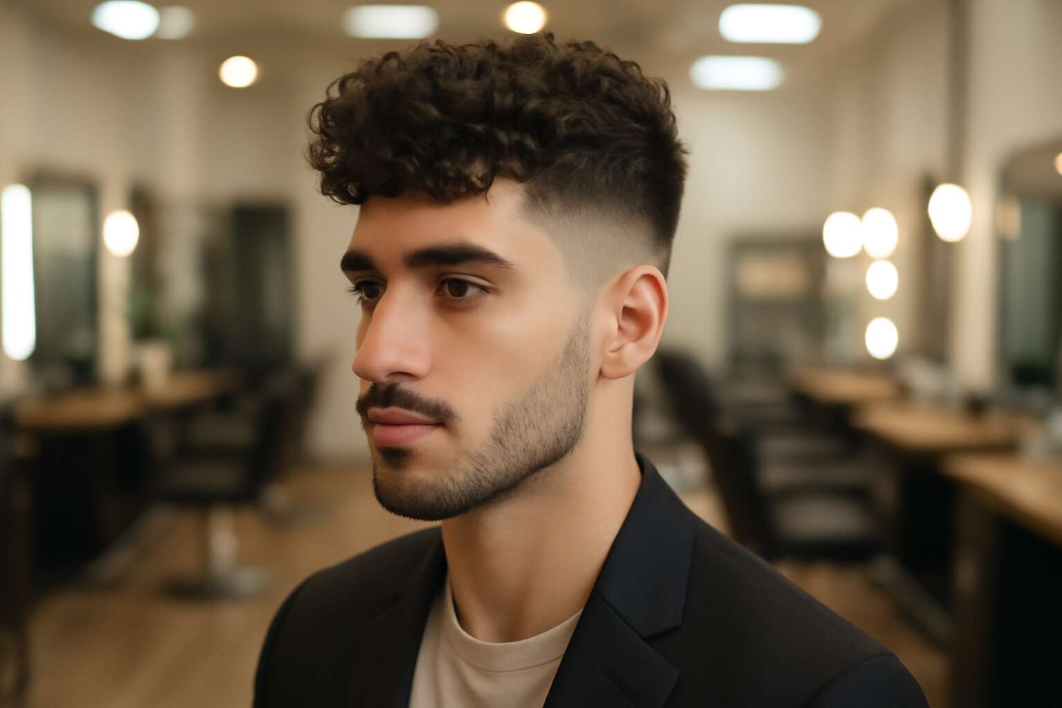 curly hair and fade