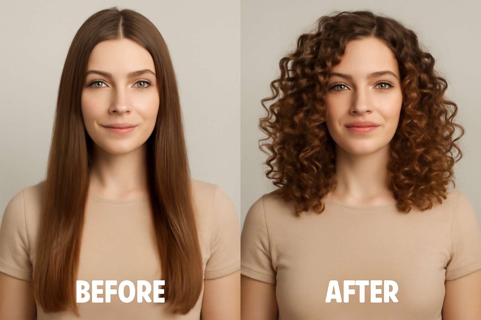 straight hair to curly hair
