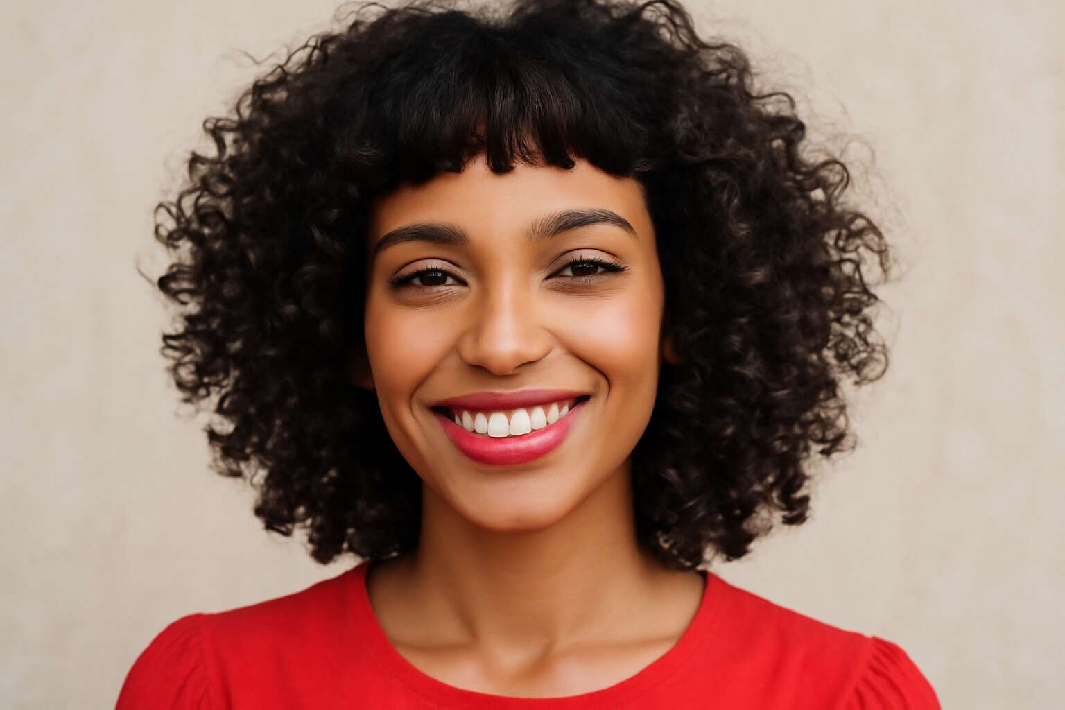 short bangs with curly hair