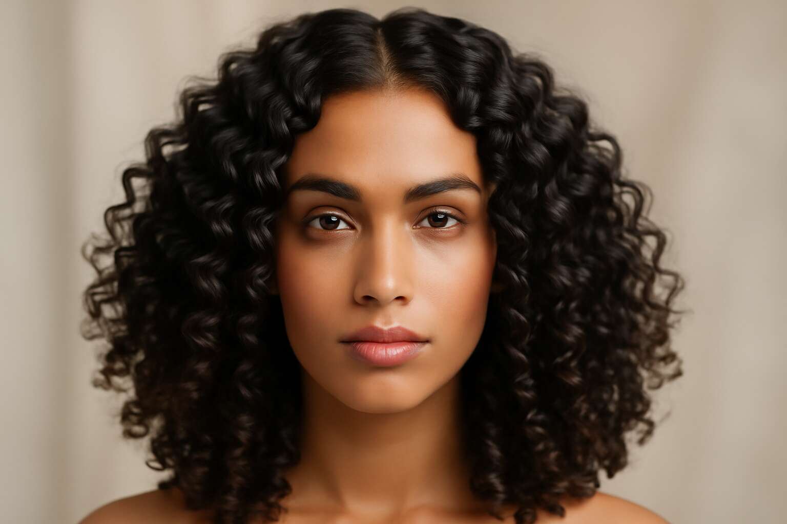 curly hair middle part