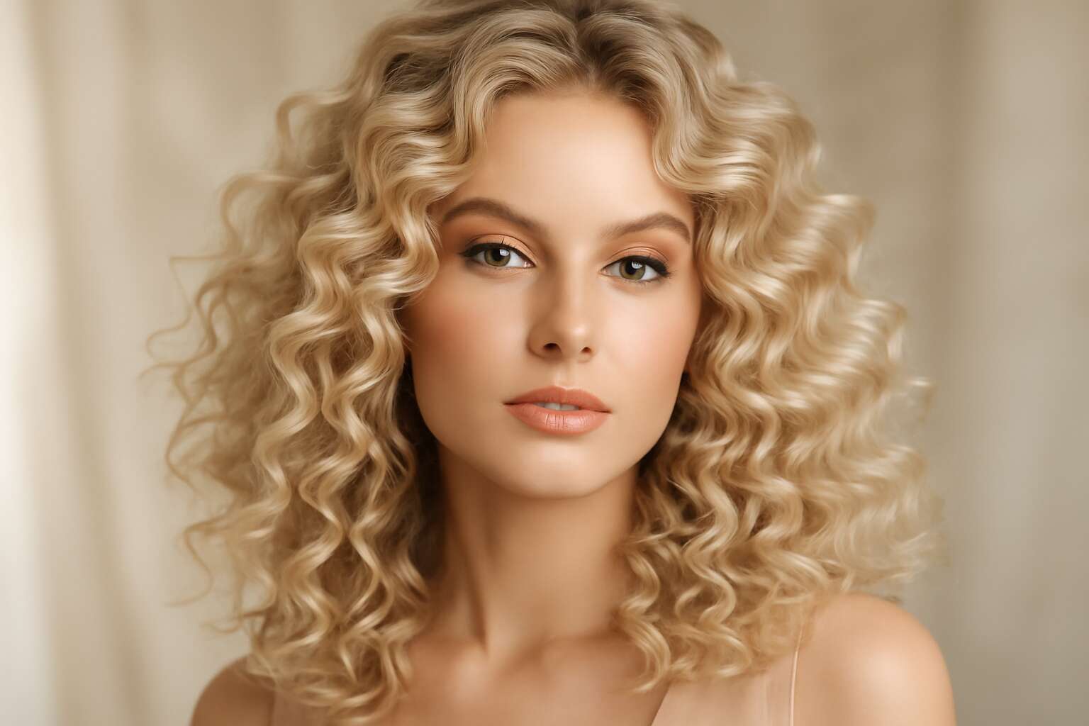 blonde curly hair