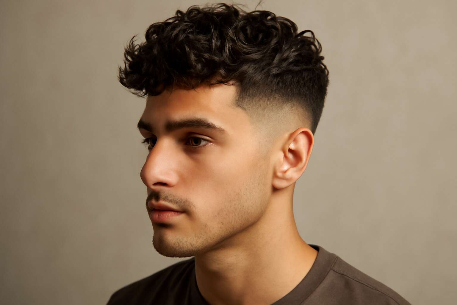 curly hair mid fade