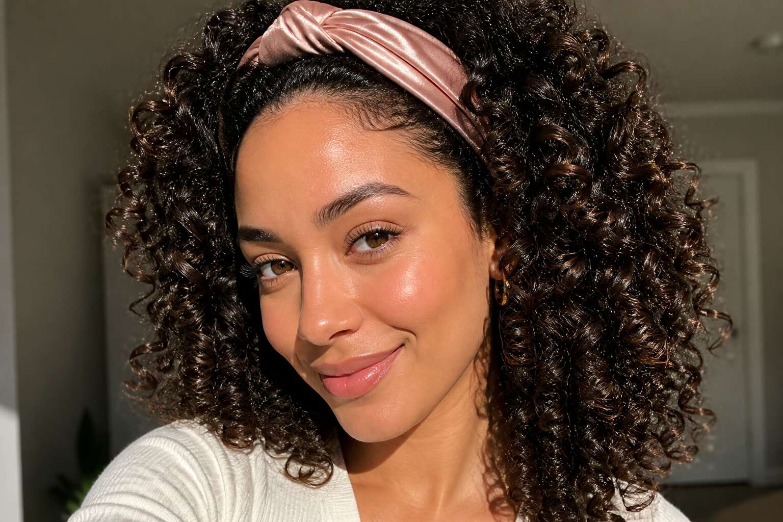 curly hair and headband